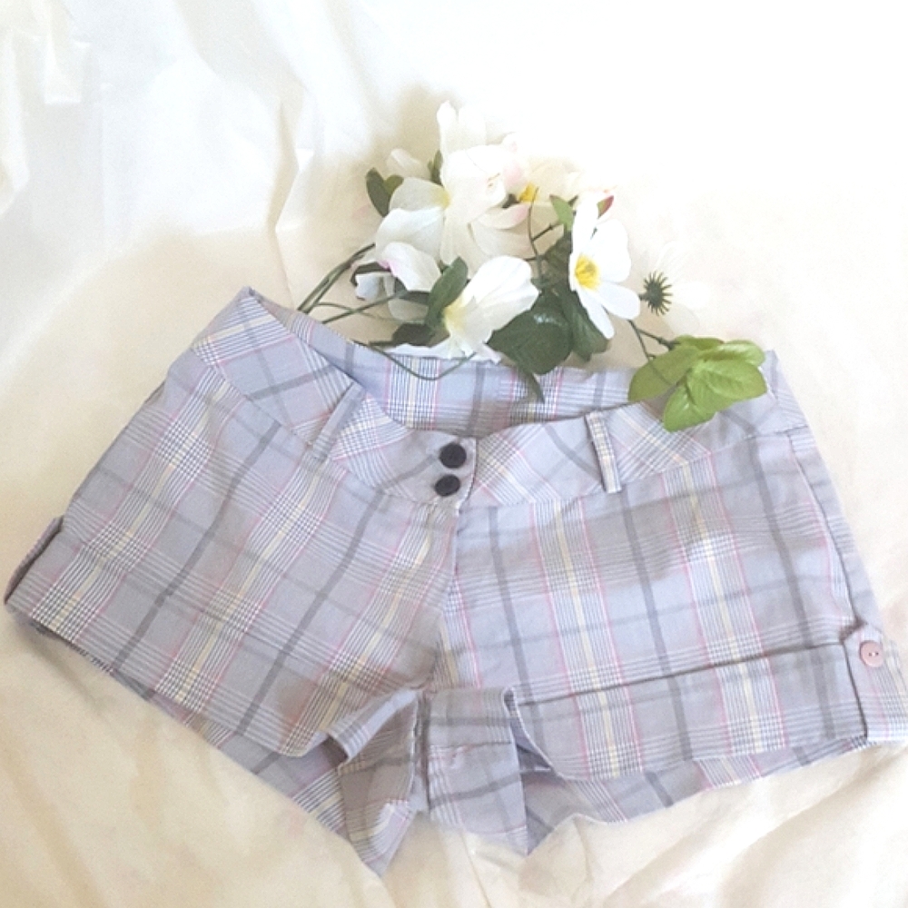 90's-Y2K Pink-Martini💗Plaid Stripped Low Waist Mini Shorts